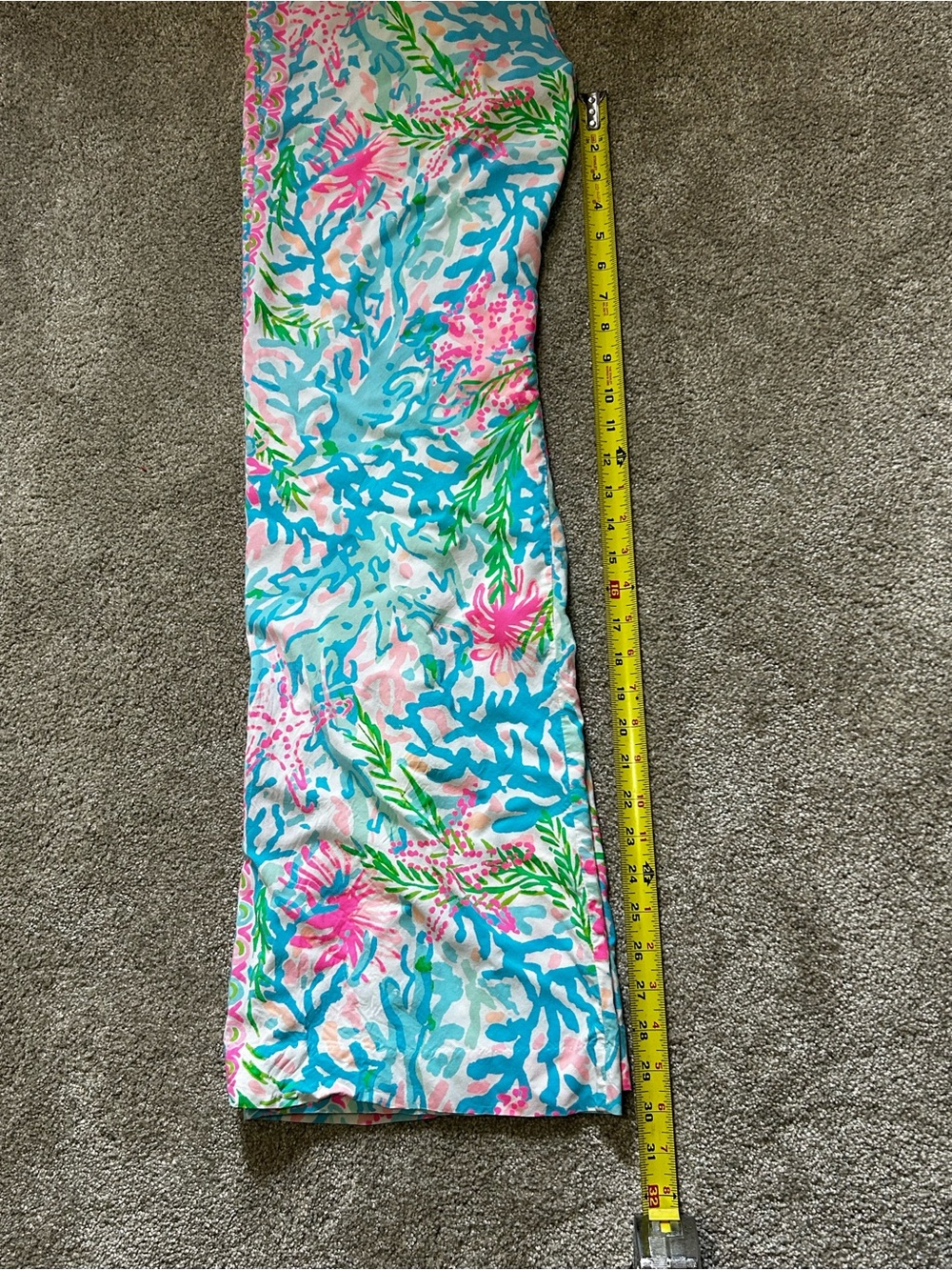 Lilly Pulitzer M Coral Reef Starfish Print Pants Pink Blue Tropical Resort - Picture 7 of 7